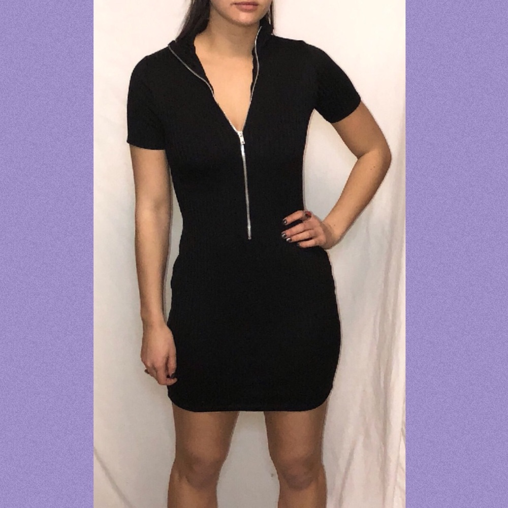 urban black zipper dress